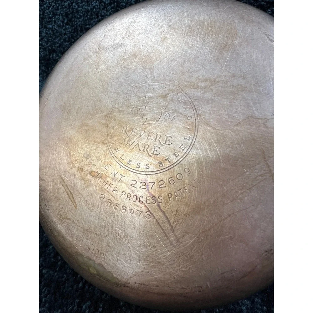 Vintage Revere Ware 1 QT Copper Clad Bottom 1801 Double Ring‎ Saucepan No Lid